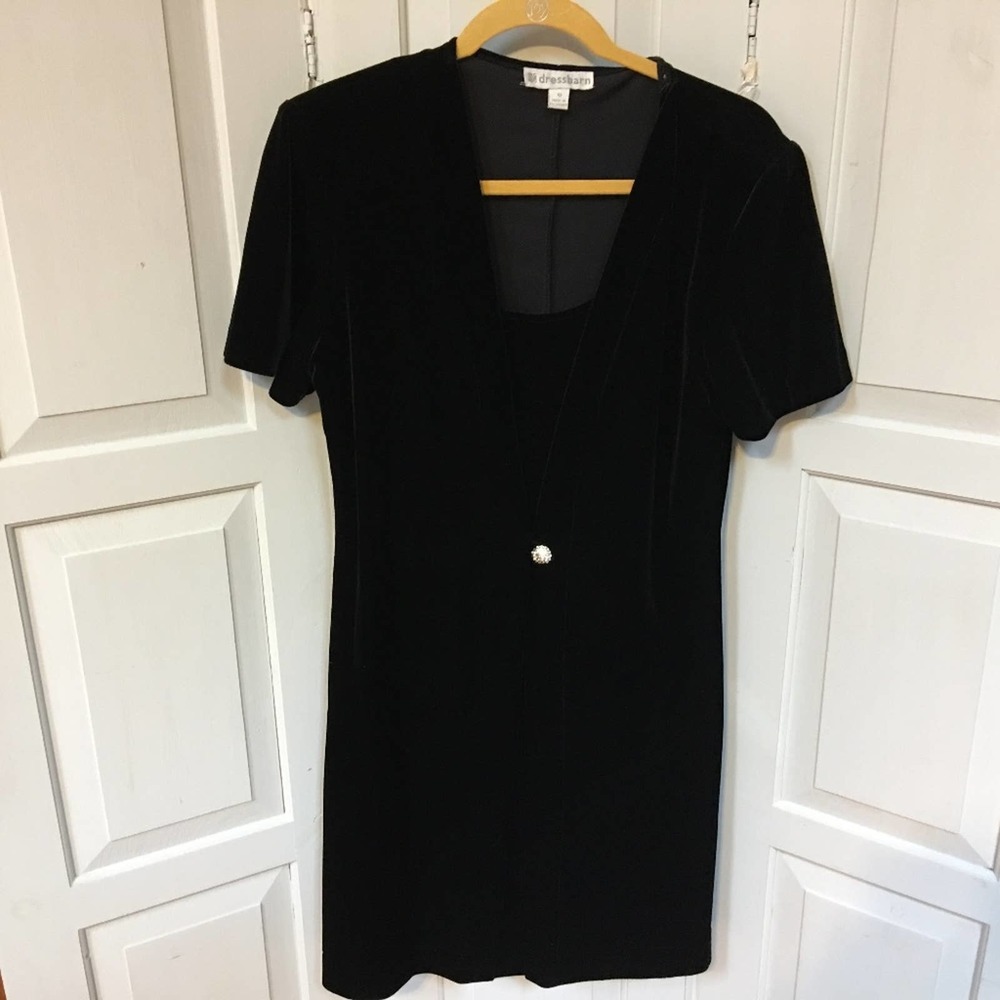 Vintage Black Velvet Faux 2 Piece Dress 10